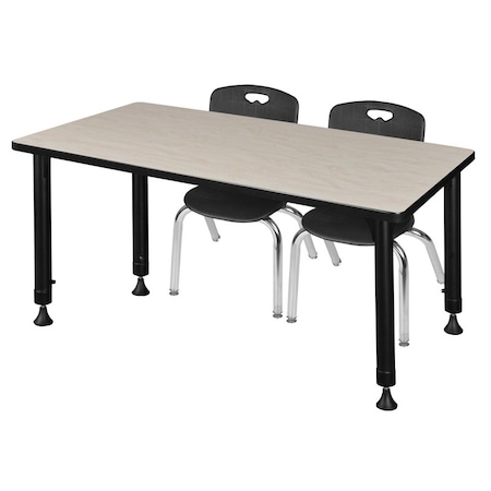 Regency Tables > Height Adjustable > Rectangular Table & Chair Sets, 48 W, 30 L, 23-34 H, Maple MT4830PLAPBK45BK